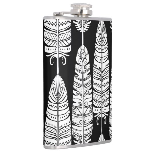 Feathboho: Schwarzweißmuster Flachmann (Rechts)