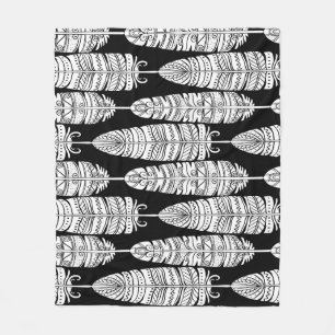 Feathboho: Schwarzweißmuster Fleecedecke
