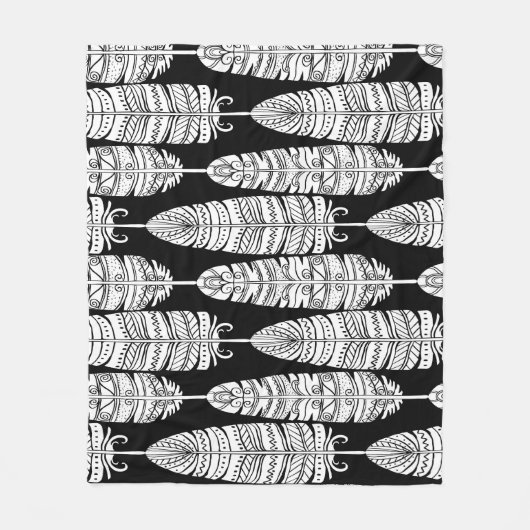 Feathboho: Schwarzweißmuster Fleecedecke (Vorderseite)
