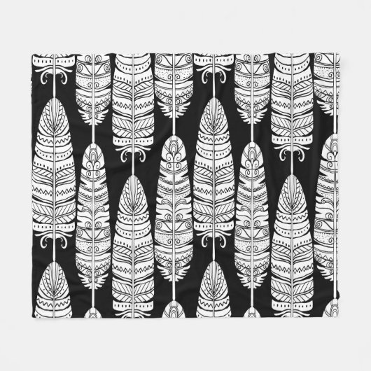 Feathboho: Schwarzweißmuster Fleecedecke (Vorderseite (Horizontal))