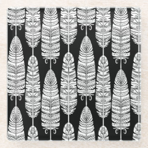 Feathboho: Schwarzweißmuster Glasuntersetzer