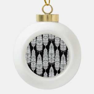 Feathboho: Schwarzweißmuster Keramik Kugel-Ornament
