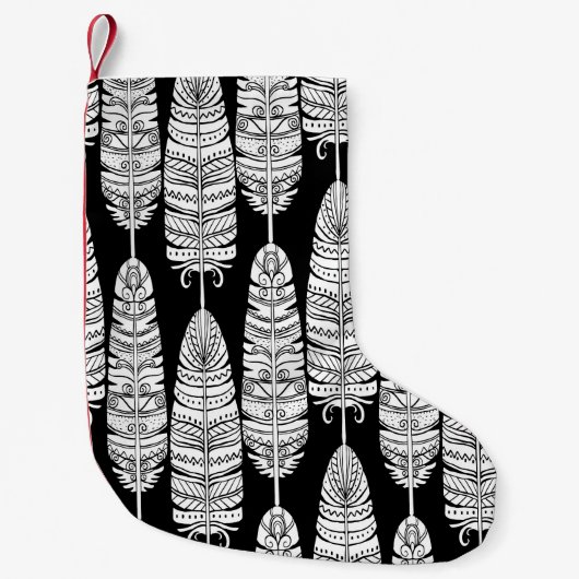 Feathboho: Schwarzweißmuster Kleiner Weihnachtsstrumpf (Vorderseite)