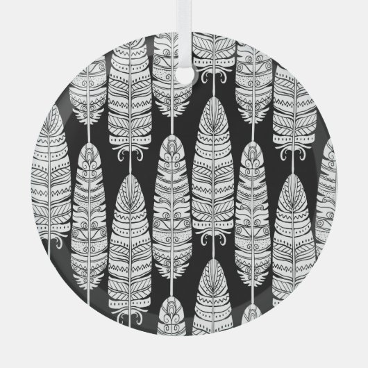 Feathboho: Schwarzweißmuster Ornament Aus Glas (Vorderseite)
