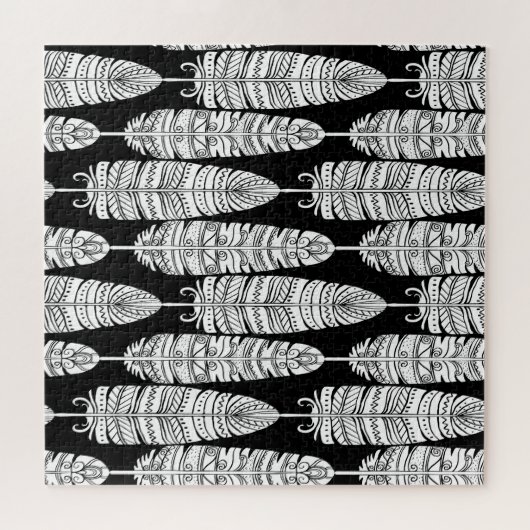 Feathboho: Schwarzweißmuster Puzzle (Horizontal)