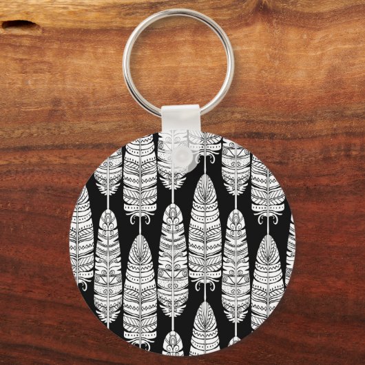 Feathboho: Schwarzweißmuster Schlüsselanhänger (Vorderseite)