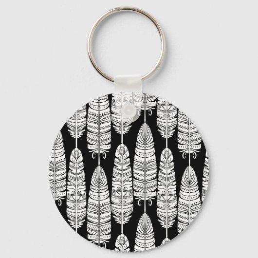 Feathboho: Schwarzweißmuster Schlüsselanhänger (Rückseite)