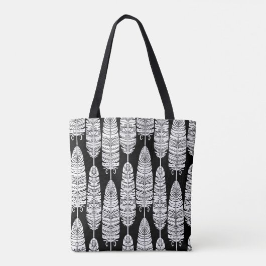 Feathboho: Schwarzweißmuster Tasche (Rückseite)