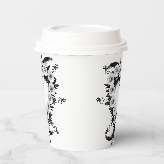 Feather and Black Pearl Heart Shape Pappbecher (Links)