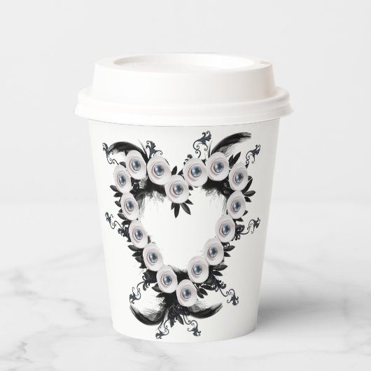 Feather and Black Pearl Heart Shape Pappbecher (Vorderseite)