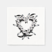 Feather and Black Pearl Heart Shape Serviette (Vorderseite)