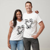 Feather and Black Pearl Heart Shape T - Shirt (Unisex)