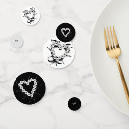 Feather and Black Pearl Heart Shape Table Confetti Konfetti