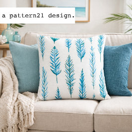 feather and fern blues pattern kissen