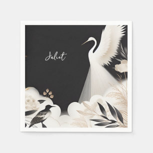Feather Asian Sky Cloud Crane Fun Brautparty Serviette