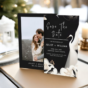 Feather Asian Sky Cloud Crane Fun Wedding Save The Date