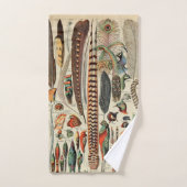 Feather Bird Wildlife Antique Feathers Badhandtuch Set (Handtuch)