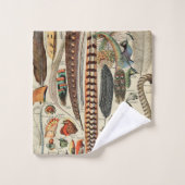 Feather Bird Wildlife Antique Feathers Badhandtuch Set (Waschlappen)