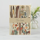 Feather Bird Wildlife Antique Feathers Einladung (Stehend Vorderseite)