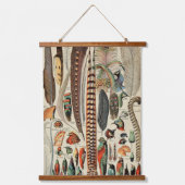 Feather Bird Wildlife Antique Feathers Wandteppich Mit Holzrahmen (Vorderseite)