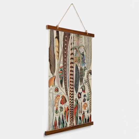 Feather Bird Wildlife Antique Feathers Wandteppich Mit Holzrahmen (Gewinkelt)