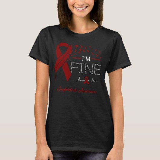 Feather Birds I'm Fine Amyloidose Awareness T-Shirt (Vorderseite)