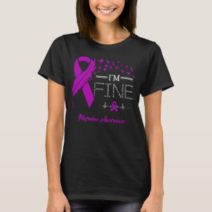 Feather Birds I'm Fine Migraine Awareness T-Shirt
