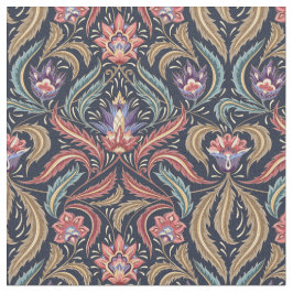 Feather Blätter Floral Damask Green Pink Lavendel Stoff