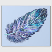 Feather Blue Wrapping Paper - Custom Colors Geschenkpapier (Flach)