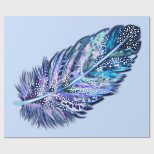 Feather Blue Wrapping Paper - Custom Colors Geschenkpapier (Flach)