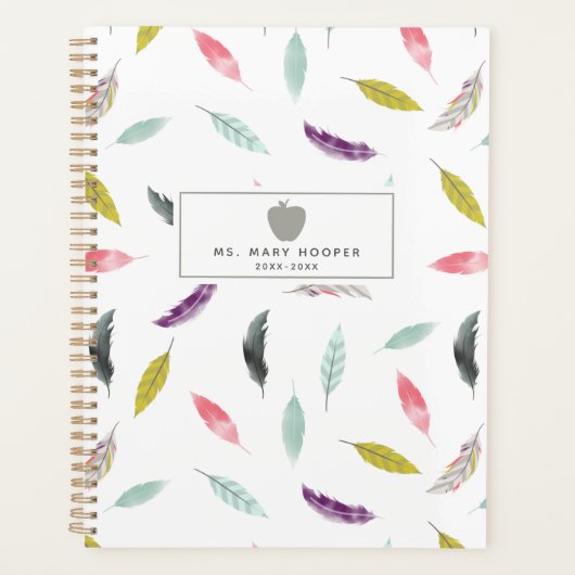 Feather Boho Apple Teacher Planer (Vorderseite)