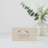Feather Boho Girly Feminine Beige Gray Visitenkarte (Stehend Vorderseite)