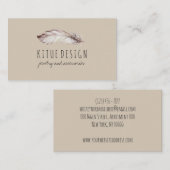 Feather Boho Girly Feminine Beige Gray Visitenkarte (Vorne/Hinten)