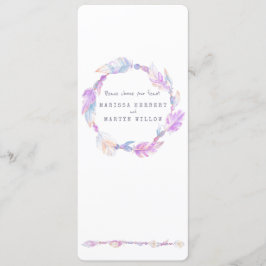Feather boho Kranz Aquarellkunst lila Menü Menükarte