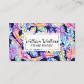 Feather Boho Modernes Muster Visitenkarte (Vorderseite)