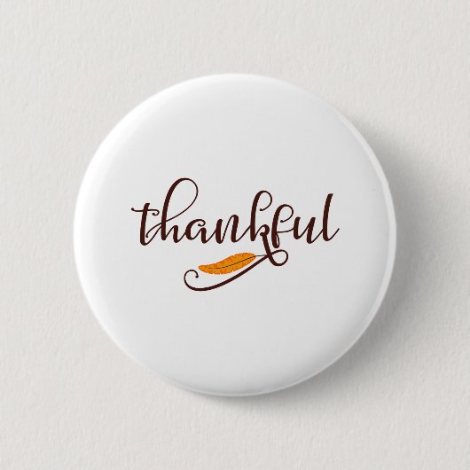 Feather Boho Native Thankful Typografy Button (Vorderseite)