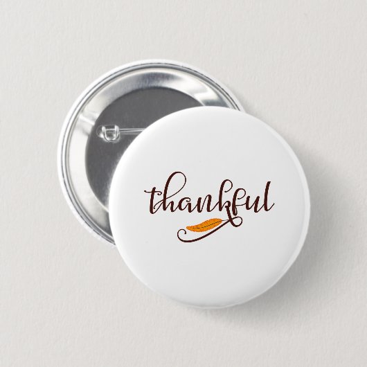 Feather Boho Native Thankful Typografy Button (Vorne & Hinten)