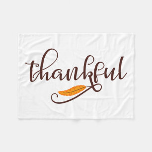 Feather Boho Native Thankful Typografy Fleecedecke