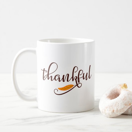 Feather Boho Native Thankful Typografy Kaffeetasse (Mit Donut)