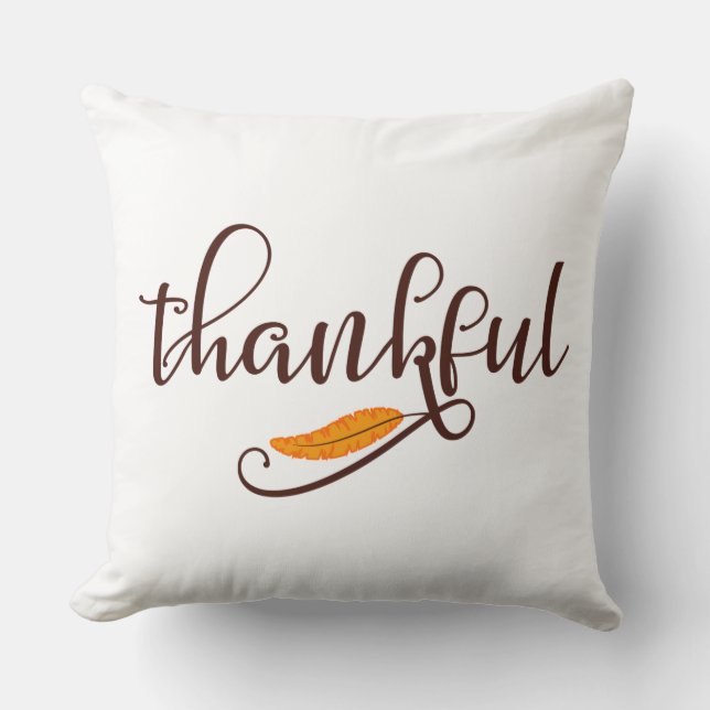 Feather Boho Native Thankful Typografy Kissen (Vorderseite)