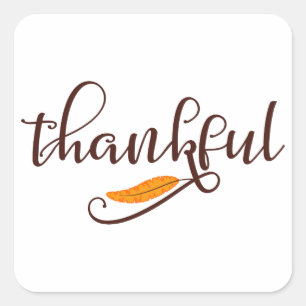 Feather Boho Native Thankful Typografy Quadratischer Aufkleber