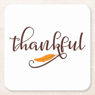 Feather Boho Native Thankful Typografy Rechteckiger Pappuntersetzer