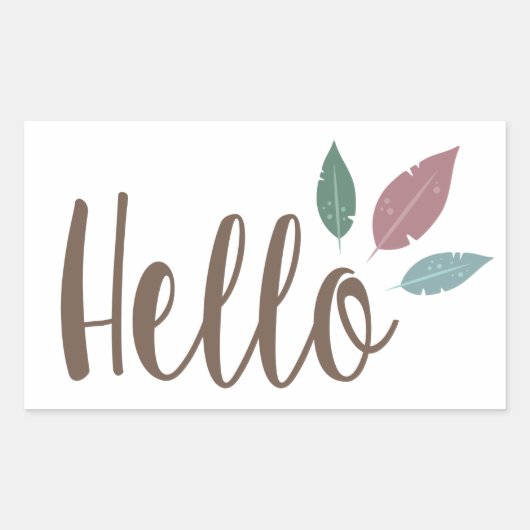 Feather Calligraphy Hello Aufkleber (Vorderseite)