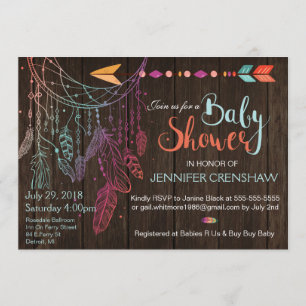 Feather Dream Catcher Baby Shower Einladung
