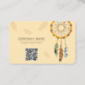 Feather Dream Catcher Native QR Code Monogram Visitenkarte (Vorderseite)