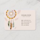 Feather Dream Catcher Native QR Code Monogram Visitenkarte (Rückseite)
