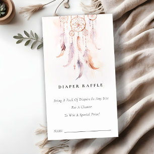 Feather Dreamcatcher Diaper Raffle Baby Dusche Begleitkarte