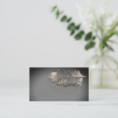 Feather Feathers Gray Rustic Business Cards Visitenkarte (Stehend Vorderseite)