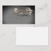 Feather Feathers Gray Rustic Business Cards Visitenkarte (Vorne/Hinten)