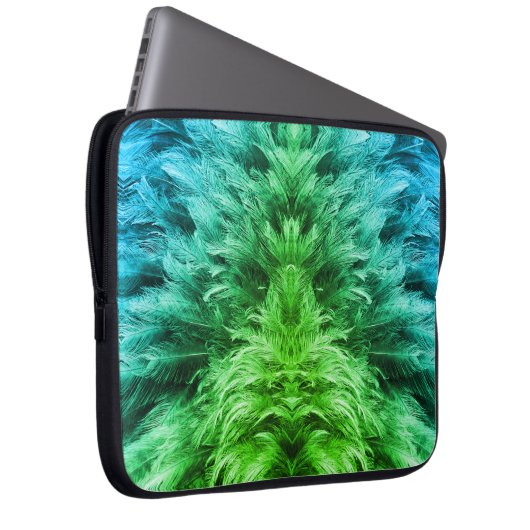 Feather Fell fluffy sehen blau grünen Farbverlauf Laptopschutzhülle (Vorne Rechts)
